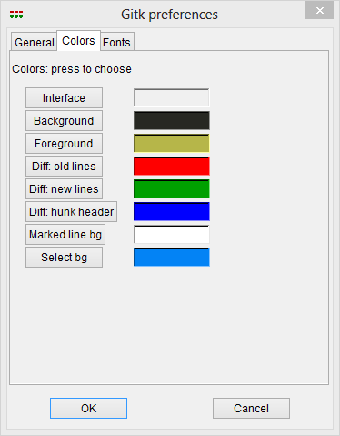 Configuring gitk colors